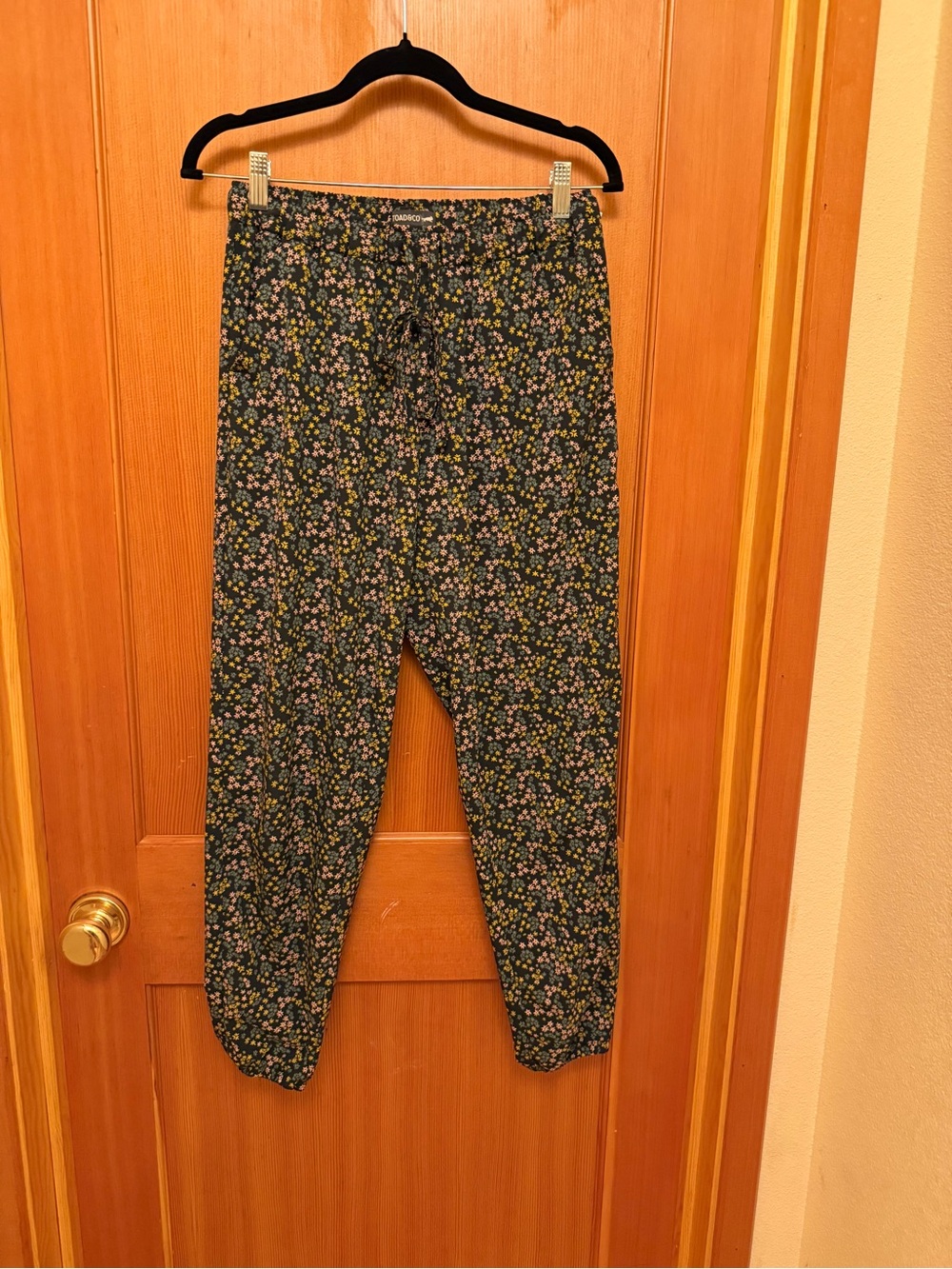 Toad&Co Sunkissed Jogger Pants Women's XS Black Floral Eco Travel Lightweight